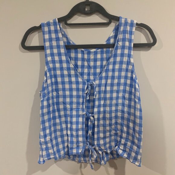 Gingham tie-back tank top - Picture 2 of 2